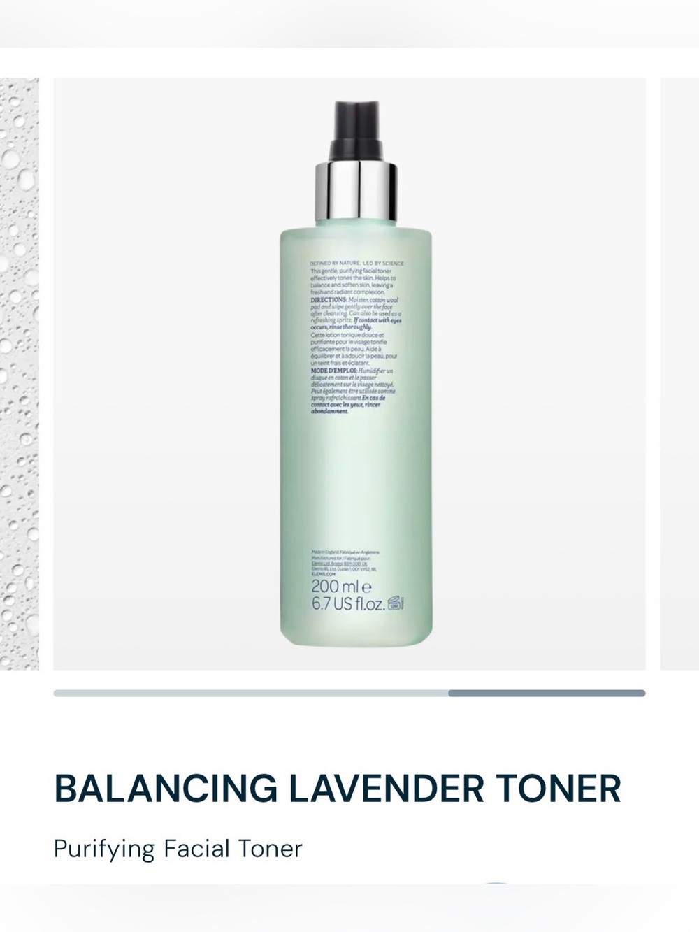 Elemis BALANCING LAVENDER TONER — Purifying Facial Toner (Light Green)